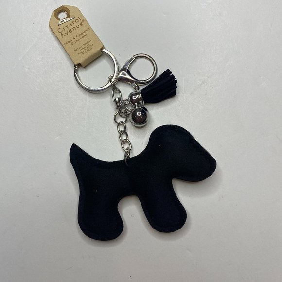 Crystal Avenue NWT, black/silver rhinestone puppy key chain. - Picture 3 of 4